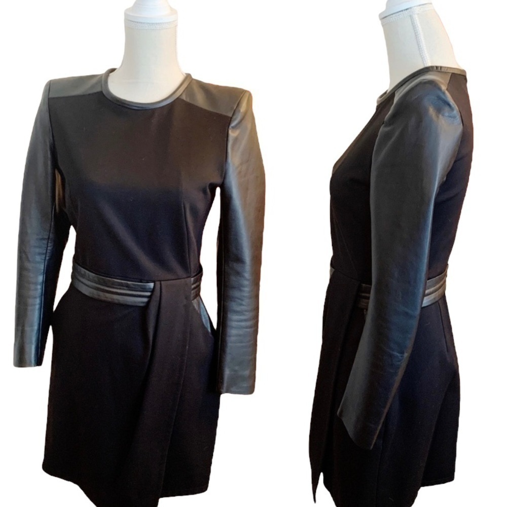 The Kooples Leather Paneled Mini Dress